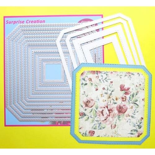 Large Cutting dies Stitched Octagon Square Scrapbook DIY Craft Metal Stencil