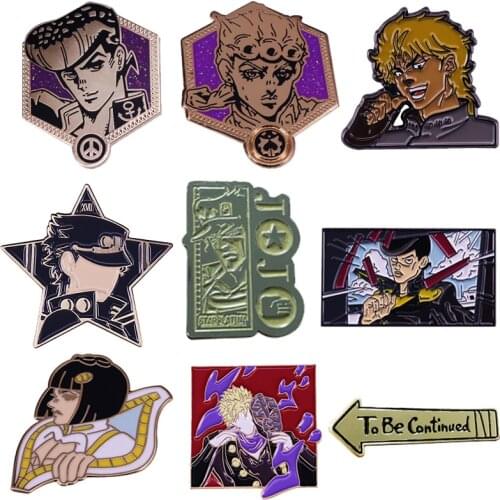 Hirohiko Araki Golden Wind Jotaro Dio Bucciarati To Be Continued Enamel Metal Badges Lapel Pin Brooches Jackets Jeans Jewelry