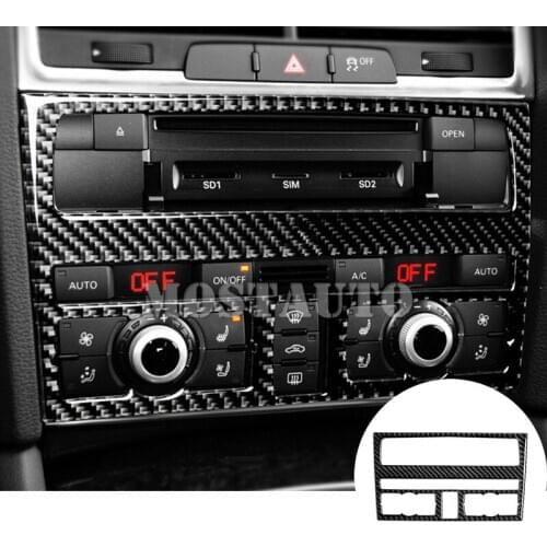 For Audi Q7 Carbon Fiber Center Console CD & AC Panel Trim Cover 2008-2015 1pcs Car Accessories Interior Car Decor Car Trim