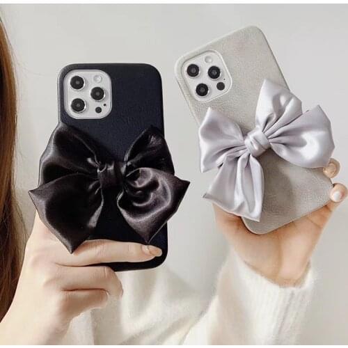 High quality Vintage leather Lace bow 3D soft phone case for apple iphone 12 MiNi 7 8 plus 11 Pro X XS XR MAX SE 10 back cover