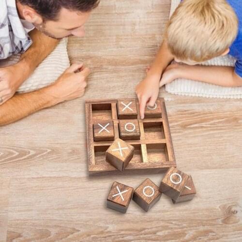 Wooden Noughts & Crosses Tic Tac Toe Traditional Game Play Set