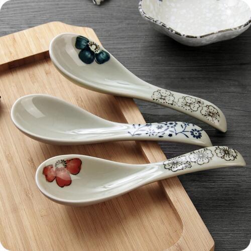 1pc Japanese Ceramic Spoon Children Rice Spoon Kitchen Utensils Mixing Spoon Small Spoon