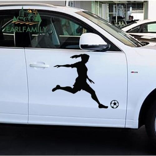 EARLFAMILY 48cm x 47cm Football Soccer Player Girl Woman Vinyl Sports Mural Decor Wall Decal Art Sticker Hood Decals Car Sticker