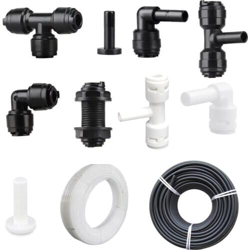 Heman 1/4'' Pipe Tee Elbow Quick Connector End Cap Bulkhead Adapter Aquarium Fittings Top Joints Anti-leaking 2pcs