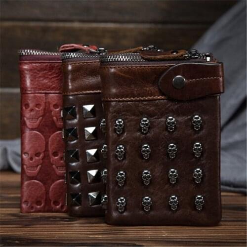 European and American style handmade unisex short wallet genuine leather bag women wallets high quality purse