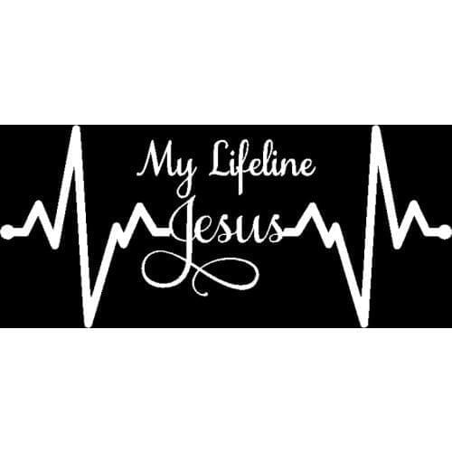 HotMeiNi 18cm My Lifeline Jesus Decal car Sticker - Christian God Religious Cute Car Truck Laptop Black/Sliver