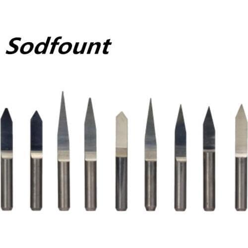 10pcs/Set 3.175 10-90 angle V Shape Flat Bottom Carbide Engraving Milling Cutters Spiral Bit CNC Router bits tools knife