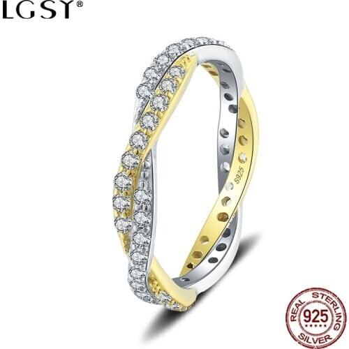 LGSY 100% 925 Sterling Silver Ring Fine Jewelry Round Rings Romantic Irregular Fashion yYellow Crystal Rings For Women DR1039