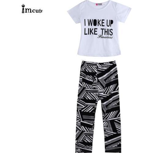 2019 New Fashion Baby Girls Boys Summer Zebra Print T-Shirt Pants Outfits Set Clothes 2-9 Years