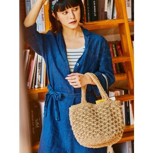 Natural Basket Handmade Straw Bag Woven Handbags Sea Grass Beach Bag Top Handle Bag Wedding Gift Small Size