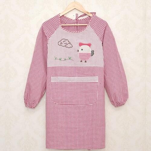 Korean style fashion apron long-sleeved cotton kitchen cooking waterproof and oil-proof household men and women adult