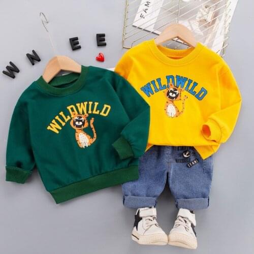 Toddler Fashion Costume Autumn Children Cartoon T-shirt jeans 2Pcs/sets Boys Baby Girl Casual Clothes Kids Cartoon Tracksuits