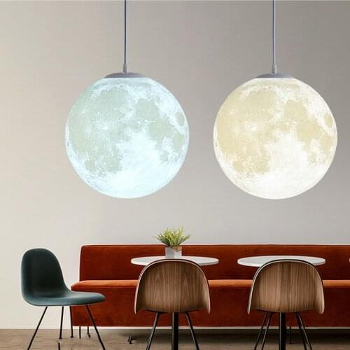 Nordic Moon Ball Led Pendant Lamp Industrial Bedroom Bedside Dining Room Desks Home Decoration Indoor Lighting Hanging Fixture