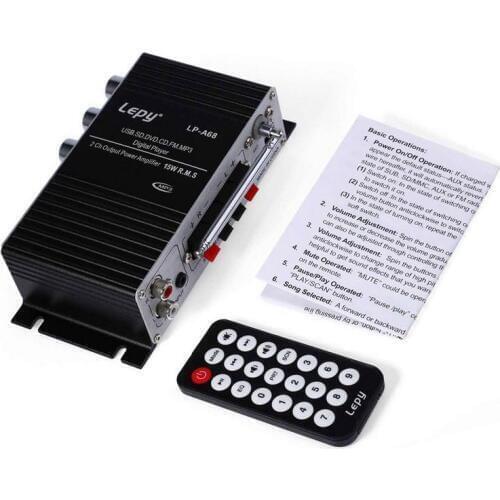 2018 NEW HOT LP-A68 Aluminum Alloy Digital Remote Control MP3/USB/FM/SD card Audio Mini Power Amplifier for most car