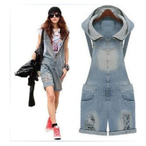 2020 Spring and Summer New Korean Hole Denim Overall Nostalgic Womens Jean Jumpsuit Overalls Jumpsuits for Women