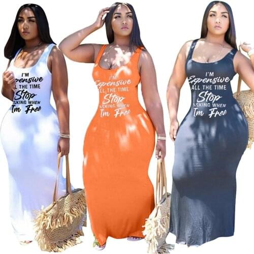 Dress Women Summer Clothing Wholesale Letter Print Bodycon Streth Vest Casual Streetwear Maxi Dresses for Women Dropshipping