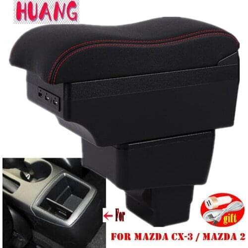 For mazda CX-3 Armrest 2018 For mazda 2 skyactiv version cx3 CX-3 Car Armrest Storage box car accessories Charging with USB