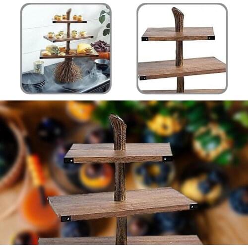 Useful Halloween Broomstick Standing Snack Server Exquisite Workmanship Cake Display Tower 3-Tiered Party Supplies