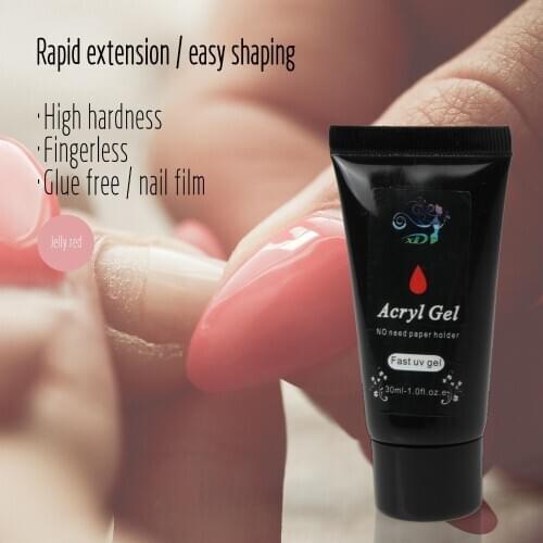 Anmas rucci 30g Poly Nail Acrylic Gel Jelly red Crystal UV LED Builder Gel Tips Enhancement Slip Solution Quick Extension Gel