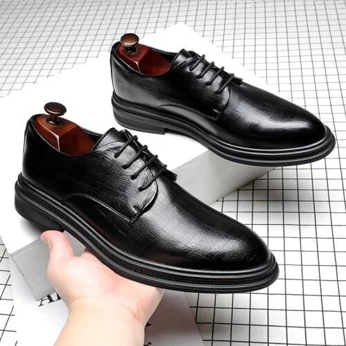 Casual Business Luxury Dress Shoes for Men Breathable Leather Shoes Rubber Formal Shoe Male Office Mens Social Party Shoes 2021