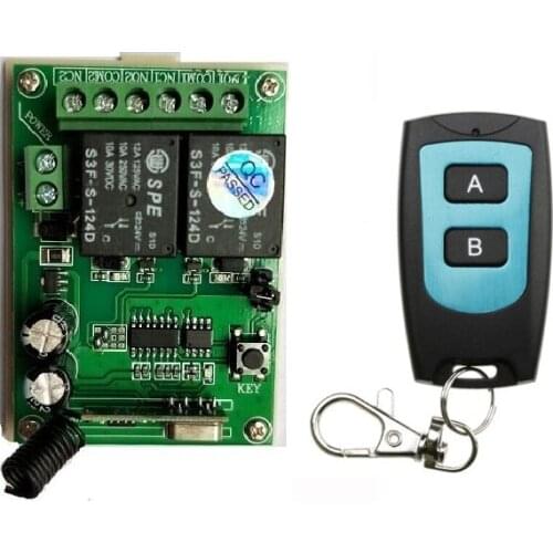 AK DC24V 2CH Radio Controller RF Wireless Relay Remote Control Switch 315 MHZ 433 MHZ Transmitter+1 Receiver /lamp/ window