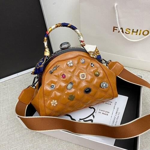 Luxury Diamond Clutch Bags Women Quality Leather Crossbody Bag And Handbags Ladies Dumpling Clip Purse Bag Baguette Pouch Tote