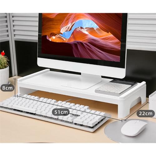 Stackable Single Layer Office Laptop Monitor Increase Stand Tabletop Organizer Shelves with Lockers Keyboard Sundries Container