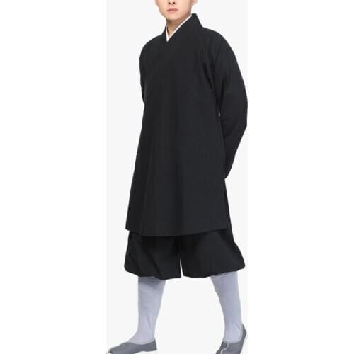 Unisex cotton Buddhist shaolin monk suits robe martial arts uniforms zen lohan clothing kung fu arhat clothes black/red/blue