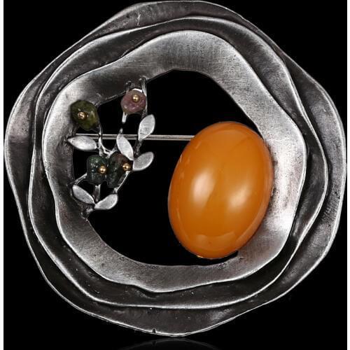 Vintage Large Round Resin Flower Brooches For Women 2019 Exquisite Hollow Brooch Pins For Men Plant Jewelry Wholesale