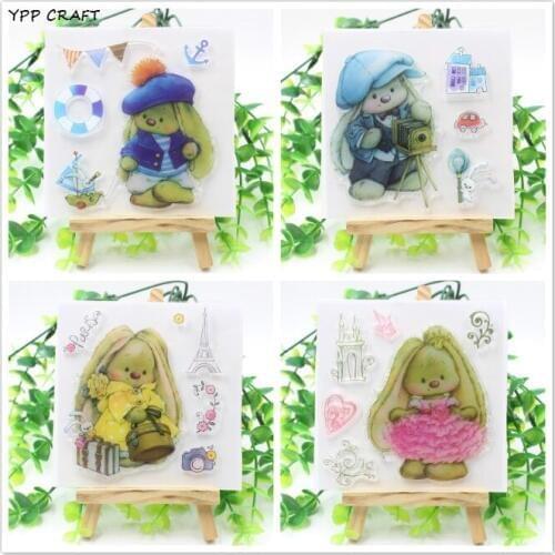 YPP CRAFT 1 Sheet Cute Rabbit Transparent Clear Silicone Stamps for DIY Scrapbooking/Card Making/Kids Decoration Supplies 1005