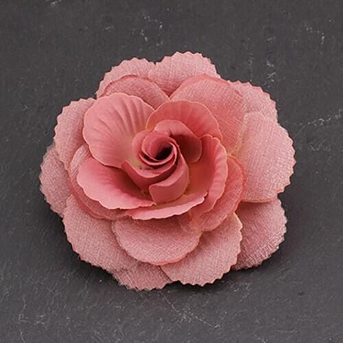 Classic Boho Dual-use Women Handmade Fabric Veil 3D Rose Flower Leaves Brooch Lapel Pins Hair Clips Dress Coat Corsage Accessory