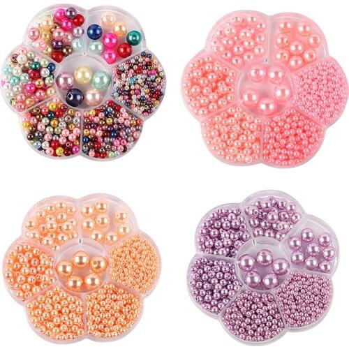 3/4/5/6/8/10/12mm Mixed Round Pearl Flatback Beads for Jewelry Making Needlework DIY Nail Craft