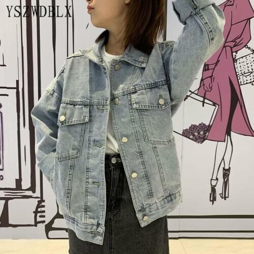 Casual Jeans Jackets Women 2020 Autumn Winter Oversize Denim Jacket Coat Women Vintage Boyfriend Loose Denim Jacket Outerwear