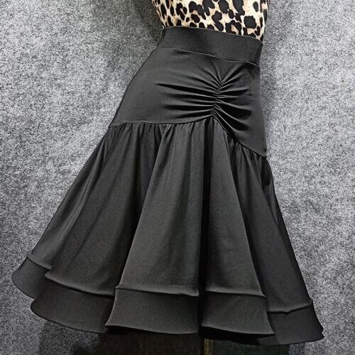 New Latin Dance Skirt Women Black Latin Skirt Adult Dance Costume Flamengo Rumba/Samba/Cowboy Modern Black Dance Skirt VDB616