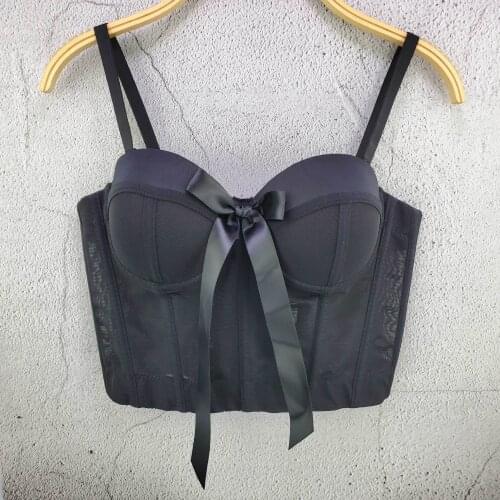 European New Solid Color Bow Cute Personality Slim Body Beauty Back Sexy Short Camisole Women Tops Fashion Streetwear 2021