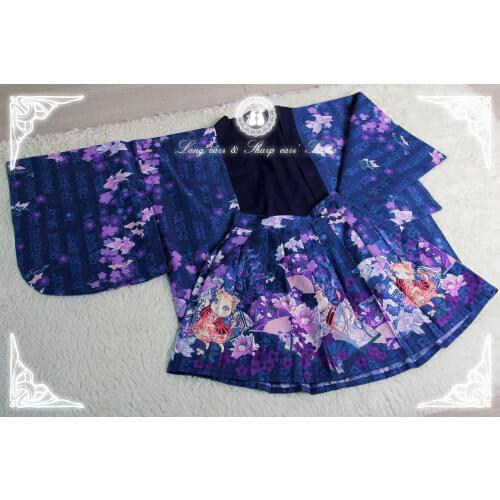 Hanabi Goldfish Womens Japanese Summer Kimono Yukata Trench & Skirt Girls Fashion Set Suit Lolita Color Purple