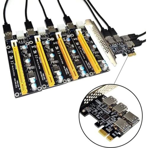 1/2/3/5/6pcs USB 3.0 PCI-E Express 1x to 16x Riser Card Adapter PCIE 1 to 4 Slot PCIE Riser Port Multiplier Card for Mining