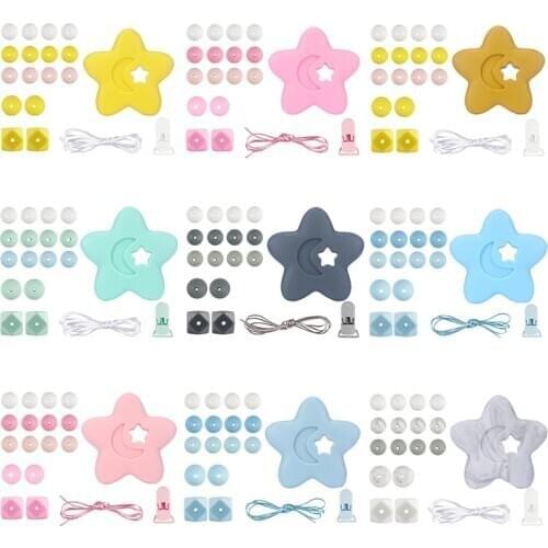 1 Set Silicone Beads Teething Rodent Food Grade BPA Free Five-pointed Star DIY Accessories Set Pacifier Chain Clips
