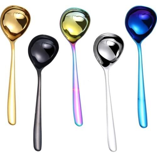 1Pc 304 Stainless Steel Spoon Family Soup Spoon Stainless Steel Kitchen Cooking Spoon