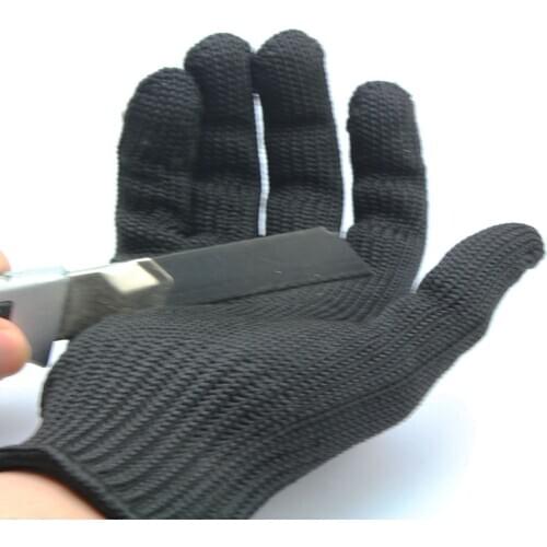 1pc Black Men Steel Wire Fishing Fillet Gloves Cut Resistant Thread Weave Tool Gloves Fishing Fillet Filleting Protection Knife