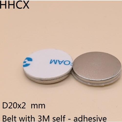 10 20 50PCS/LOT Disk magnet 20*2 N35 Strong Disc MM NdFeB Magnet 20X2 Belt with 3M self - adhesive Neodymium Magnets 20 X 2