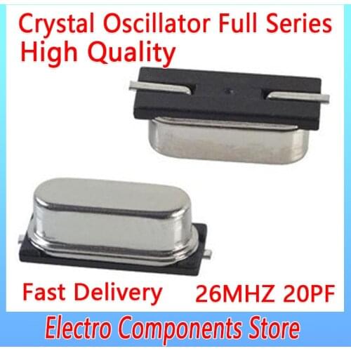 10PCS/Lot HC-49SMD 2Pin 49SMD SMD Quartz Crystal Resonator Passive Oscillator 26MHZ 20PF 20PPM 26.000 SMD crystal 26.000MHZ 26M
