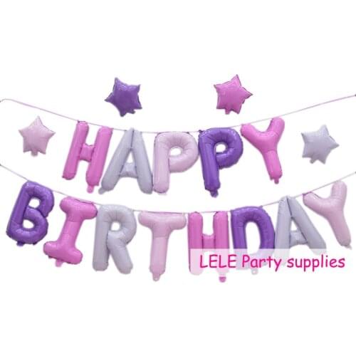 13 pcs Happy Birthday letter Foil balloons Adult 16 inch Pink Rose Gold Baby Birthday Party Decor Supplies Alphabet Air Banner