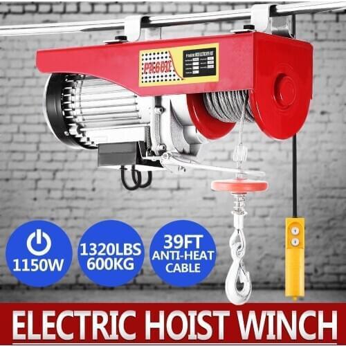 1320 lbs Electric Hoist Remote Control Electric Winch Overhead Lifting Crane