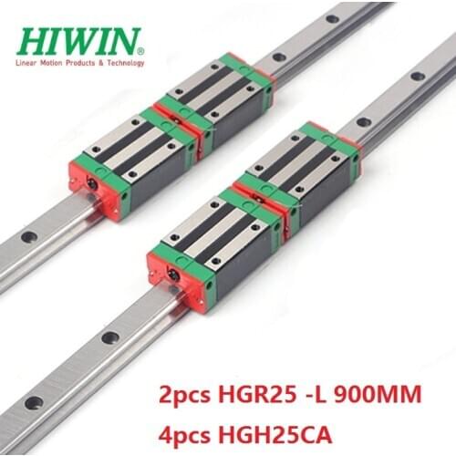 2pcs Hiwin linear guide HGR25-900MM + 4pcs HGH25CA linear narrow blocks for cnc router