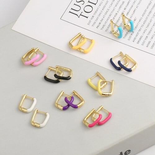 2021 New Fashion Square Oil Drop Earrings Personalized Jewelry Studded Earrings Retro Office Women Earrings for Party