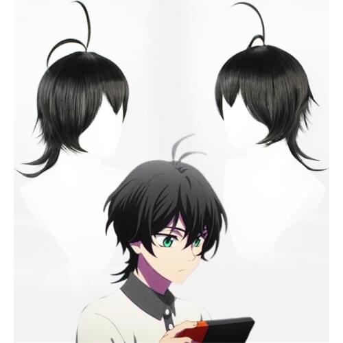 35cm Anime SK8 the Infinity Cosplay MIYA Chinen Miya Wig Role Playing Wigs Halloween Cosplay Short Black Hair Wig Cap