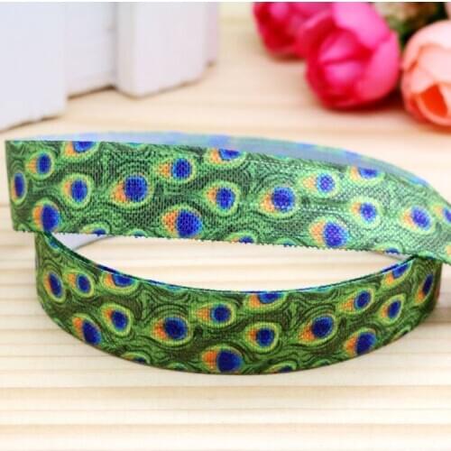 5/8'' Free shipping Fold Elastic FOE peacock printed headband headwear hairband diy decoration wholesale OEM P5280