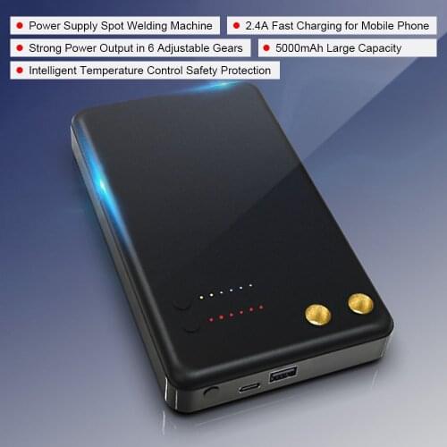 6-Gear Adjustable Mini Spot Welding Machine 5000mAh Charging Device with Type-C Interface for Lithium Battery Nickel Sheet Black