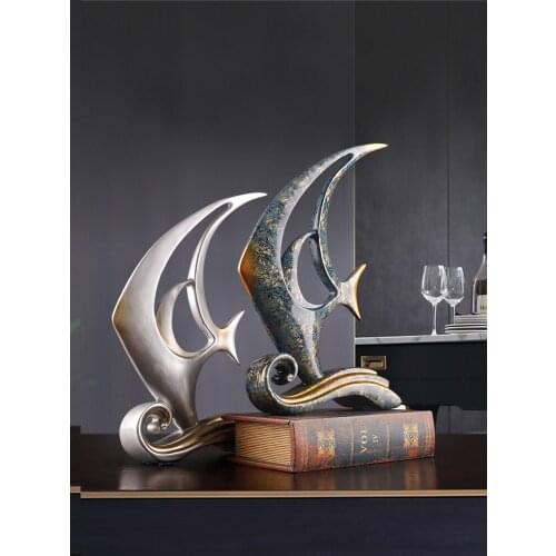 Europe style Resin abstract Tropical fish crafts handicraft wedding home decor Animal Sculpture ornament Miniatures figurines